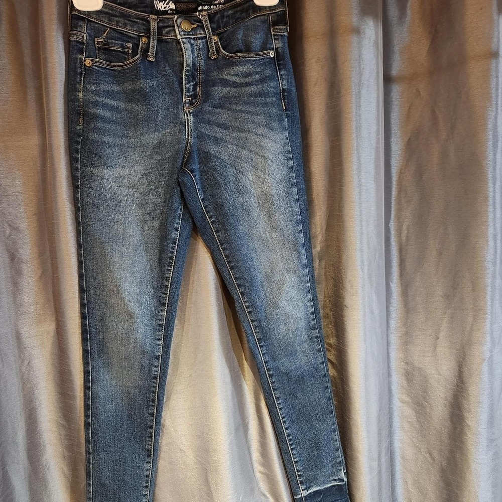Mossimo Denim High Rise Skinny Jeans Dark Wash Power Stretch Size 00R 24